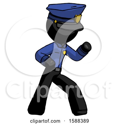 Black Police Man Martial Arts Defense Pose Right by Leo Blanchette
