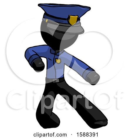 Black Police Man Karate Defense Pose Right by Leo Blanchette