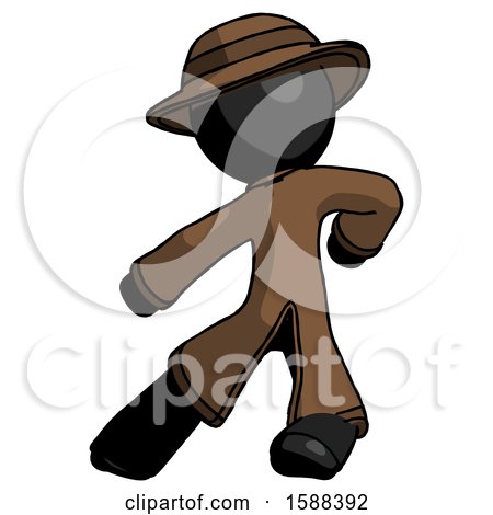 Black Detective Man Karate Defense Pose Left by Leo Blanchette