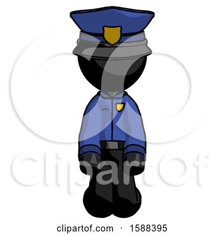 Black Police Man Kneeling Front Pose by Leo Blanchette
