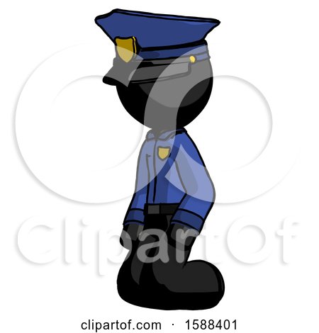 Black Police Man Kneeling Angle View Left by Leo Blanchette