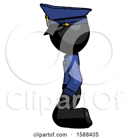 Black Police Man Kneeling Left by Leo Blanchette