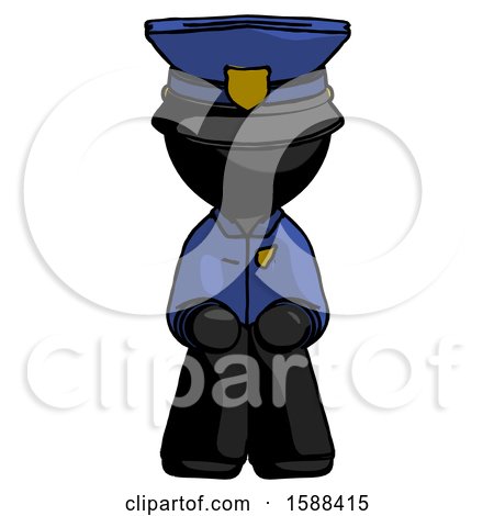 Black Police Man Squatting Facing Front by Leo Blanchette