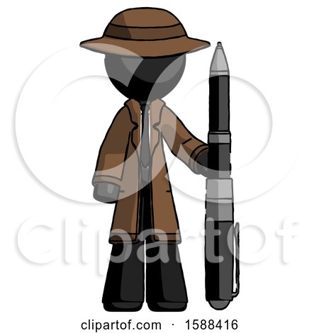 Black Detective Man Holding Large Pen by Leo Blanchette