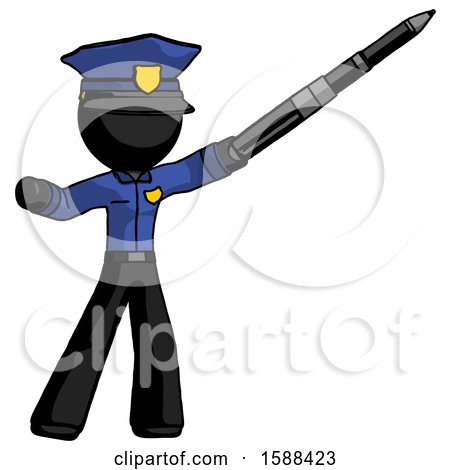 Black Police Man Demonstrating That Indeed the Pen Is Mightier by Leo Blanchette