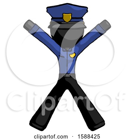 Black Police Man Jumping or Flailing by Leo Blanchette