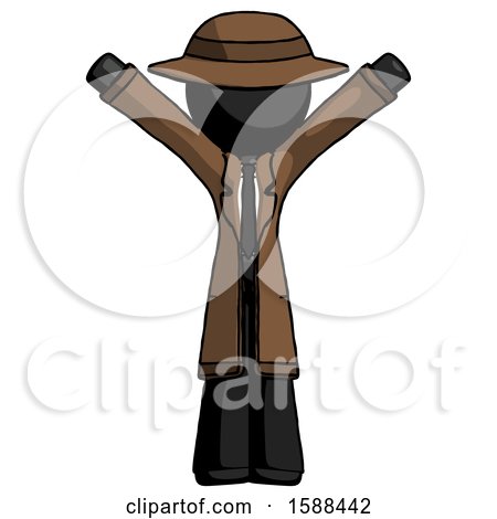 Black Detective Man with Arms out Joyfully by Leo Blanchette
