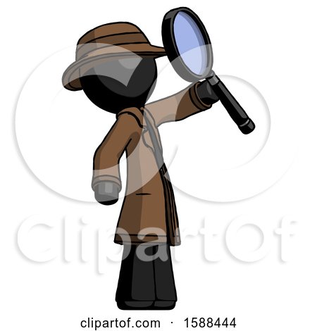 Black Detective Man Inspecting with Large Magnifying Glass Facing up by Leo Blanchette