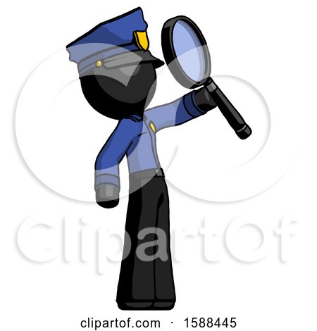 Black Police Man Inspecting with Large Magnifying Glass Facing up by Leo Blanchette