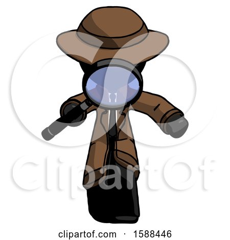 Black Detective Man Looking down Through Magnifying Glass by Leo Blanchette