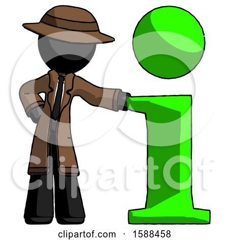 Black Detective Man with Info Symbol Leaning up Against It by Leo Blanchette