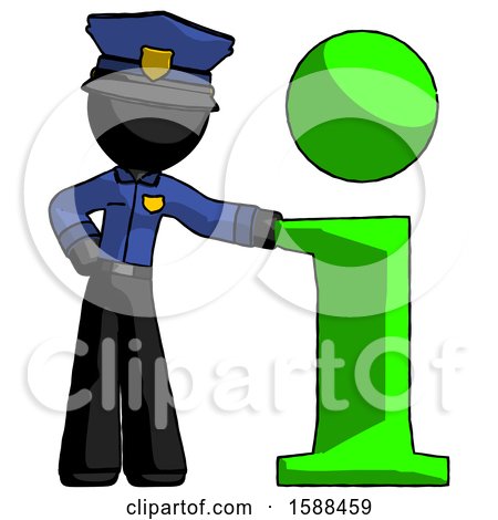 Black Police Man with Info Symbol Leaning up Against It by Leo Blanchette