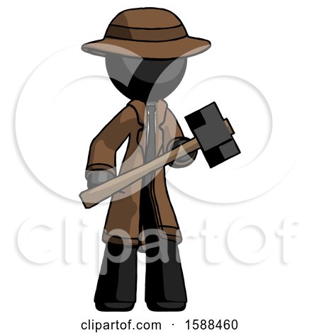 Black Detective Man with Sledgehammer Standing Ready to Work or Defend by Leo Blanchette