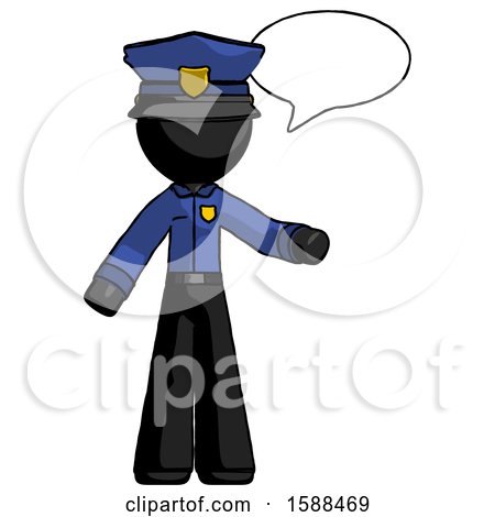 Black Police Man with Word Bubble Talking Chat Icon by Leo Blanchette