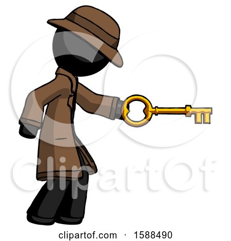 Black Detective Man with Big Key of Gold Opening Something by Leo Blanchette
