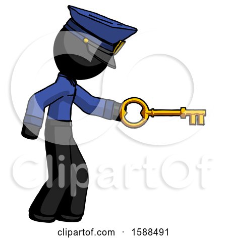 Black Police Man with Big Key of Gold Opening Something by Leo Blanchette