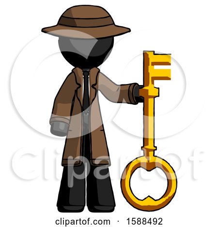 Black Detective Man Holding Key Made of Gold by Leo Blanchette