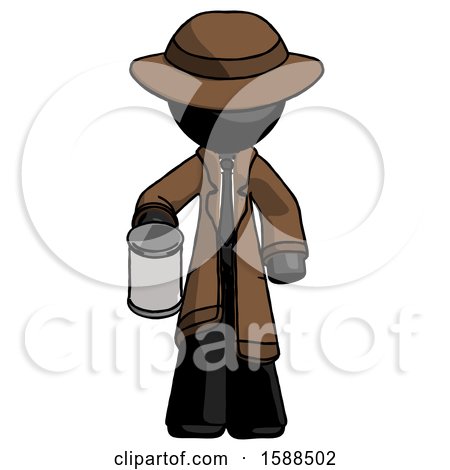 Black Detective Man Begger Holding Can Begging or Asking for Charity by Leo Blanchette