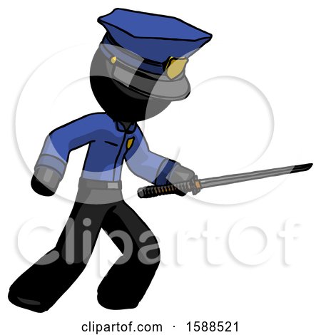 Black Police Man Stabbing with Ninja Sword Katana by Leo Blanchette