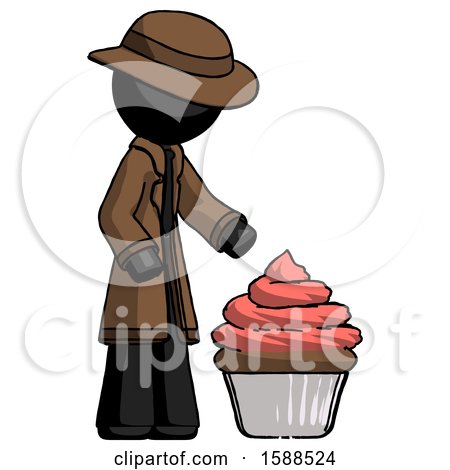 Black Detective Man with Giant Cupcake Dessert by Leo Blanchette
