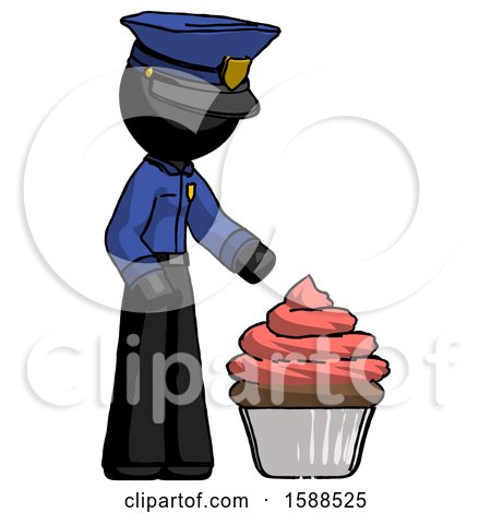 Black Police Man with Giant Cupcake Dessert by Leo Blanchette