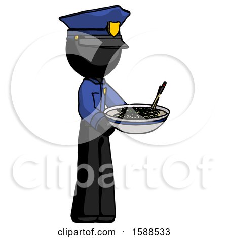 Black Police Man Holding Noodles Offering to Viewer by Leo Blanchette