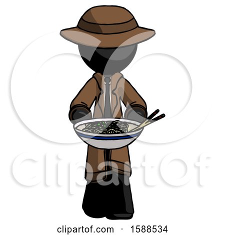 Black Detective Man Serving or Presenting Noodles by Leo Blanchette