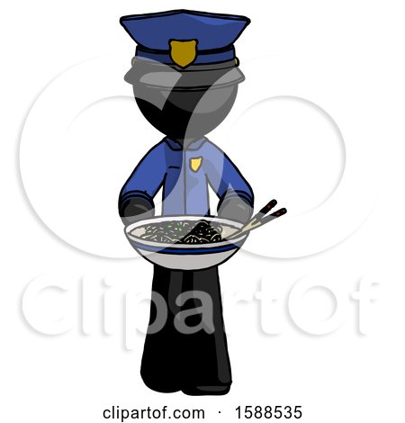 Black Police Man Serving or Presenting Noodles by Leo Blanchette