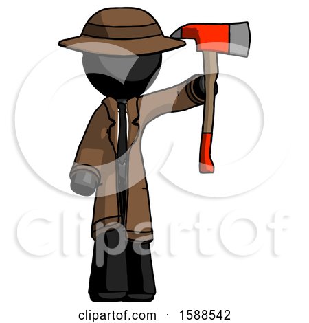 Black Detective Man Holding up Red Firefighter's Ax by Leo Blanchette