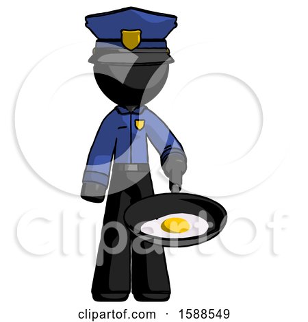 Black Police Man Frying Egg in Pan or Wok by Leo Blanchette