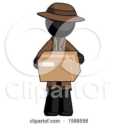 Black Detective Man Holding Box Sent or Arriving in Mail by Leo Blanchette