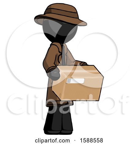 Black Detective Man Holding Package to Send or Recieve in Mail by Leo Blanchette