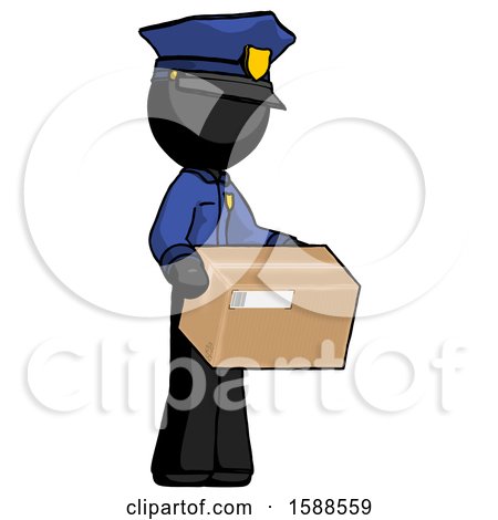 Black Police Man Holding Package to Send or Recieve in Mail by Leo Blanchette