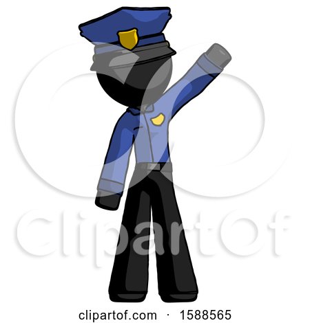 Black Police Man Waving Emphatically with Left Arm by Leo Blanchette