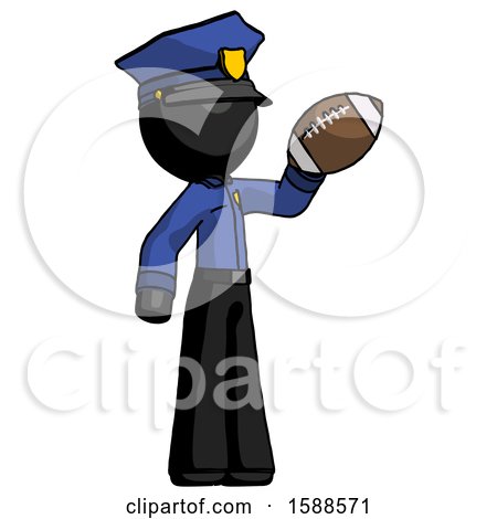 Black Police Man Holding Football up by Leo Blanchette