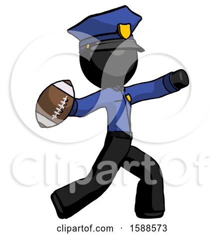 Black Police Man Throwing Football by Leo Blanchette