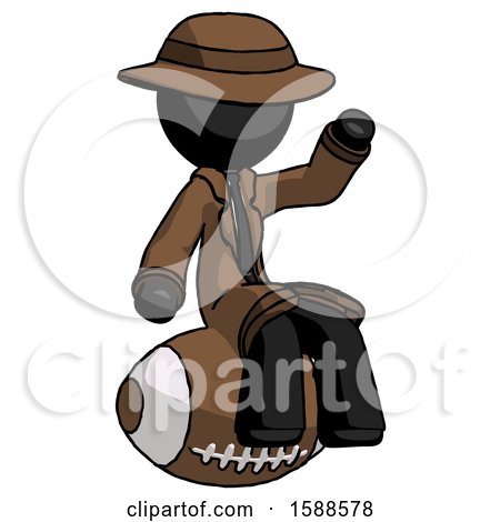 Black Detective Man Sitting on Giant Football by Leo Blanchette