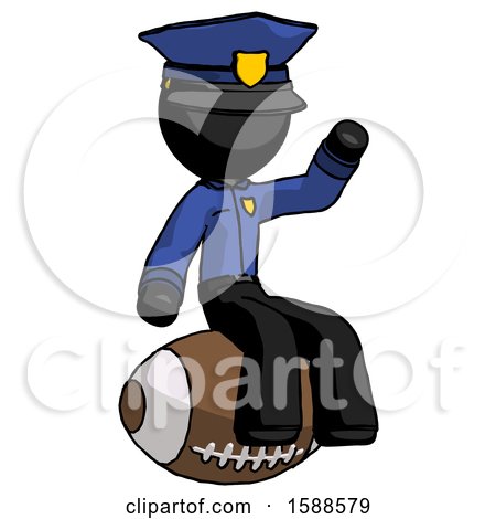 Black Police Man Sitting on Giant Football by Leo Blanchette