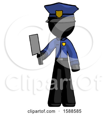 Black Police Man Holding Meat Cleaver by Leo Blanchette