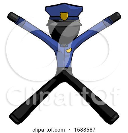 Black Police Man with Arms and Legs Stretched out by Leo Blanchette