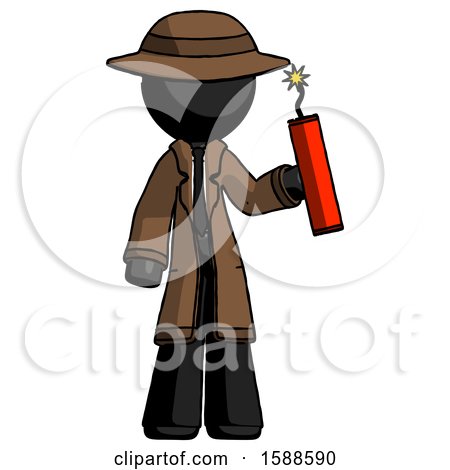 Black Detective Man Holding Dynamite with Fuse Lit by Leo Blanchette