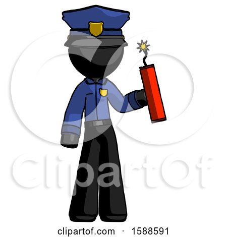 Black Police Man Holding Dynamite with Fuse Lit by Leo Blanchette