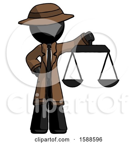 Black Detective Man Holding Scales of Justice by Leo Blanchette