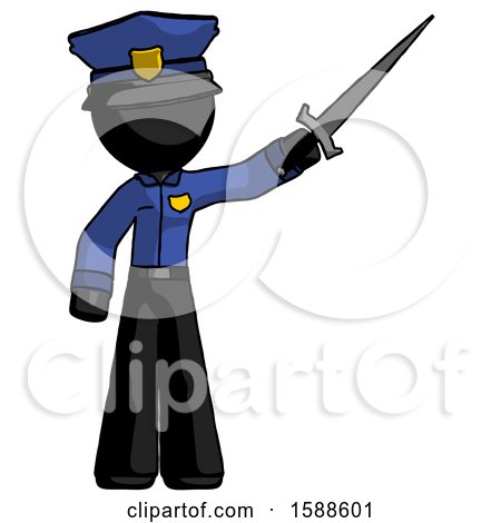 Black Police Man Holding Sword in the Air Victoriously by Leo Blanchette