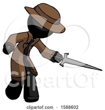 Black Detective Man Sword Pose Stabbing or Jabbing by Leo Blanchette