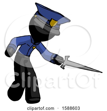 Black Police Man Sword Pose Stabbing or Jabbing by Leo Blanchette