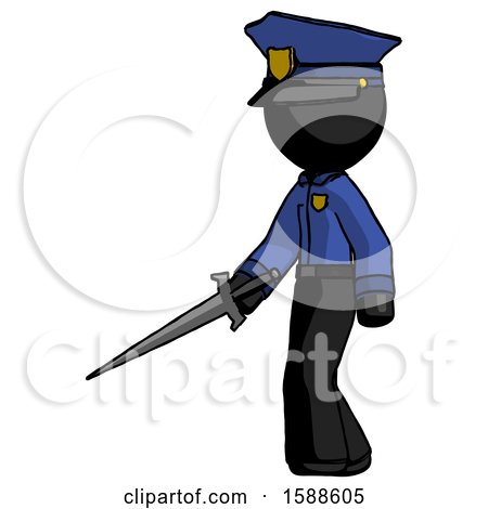 Black Police Man with Sword Walking Confidently by Leo Blanchette