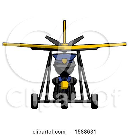 Black Police Man in Ultralight Aircraft Front View by Leo Blanchette