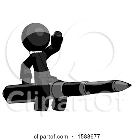 Black Clergy Man Riding a Pen like a Giant Rocket by Leo Blanchette