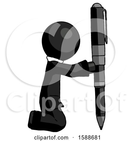 Black Clergy Man Posing with Giant Pen in Powerful yet Awkward Manner. by Leo Blanchette